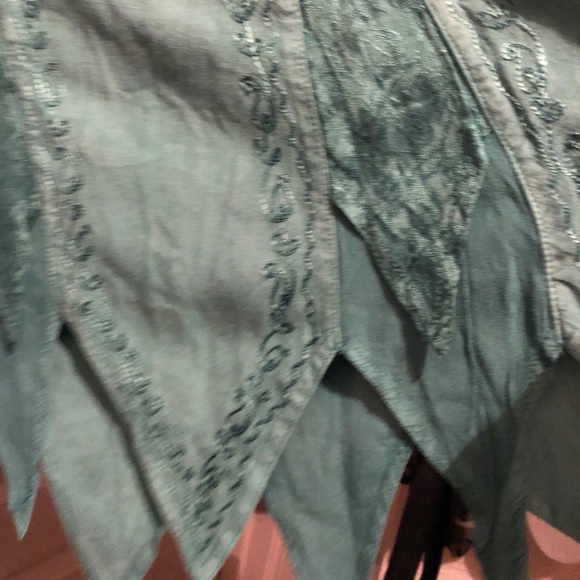 Festival ready green embroidered mix media dress - Picture 2 of 5